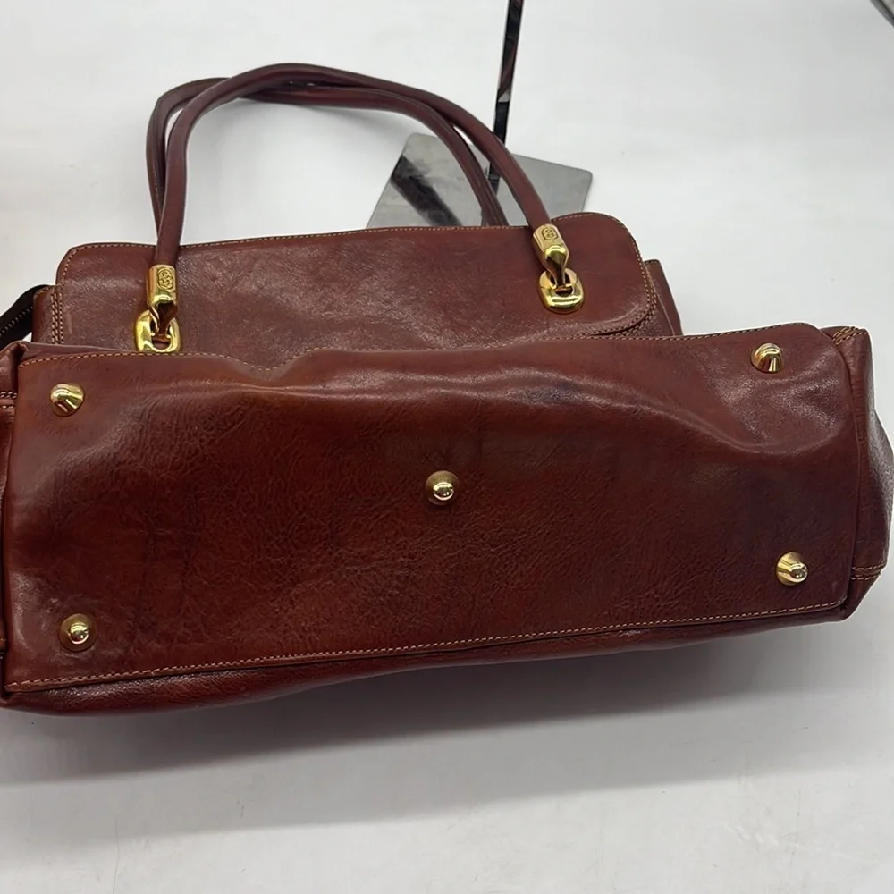 Marino Orlandi Large Leather Satchel Tote Bag Made in Italy. BRN3594D